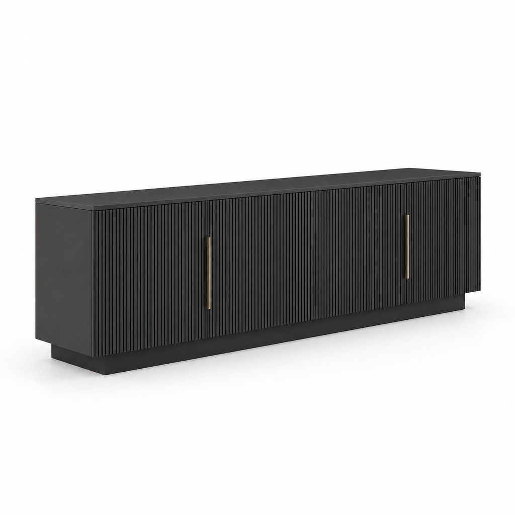 67" TV Stand with 16-Color LED Lights – Black — studio side profile