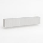 69" Floating LED TV Stand, Wall-Mounted – White — studio three-quarter