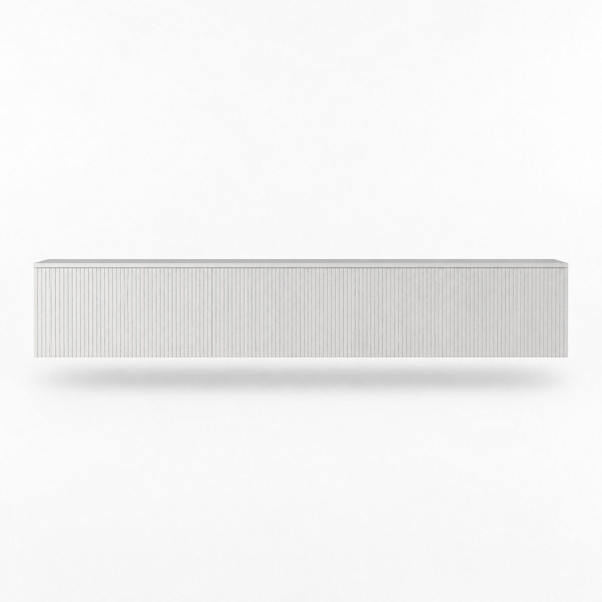 69" Floating LED TV Stand, Wall-Mounted – White — studio hero