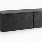 67" Floating LED TV Stand with Cable Holes – Black — studio detail
