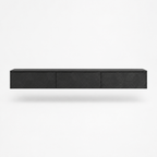 67" Floating LED TV Stand with Cable Holes – Black — studio hero