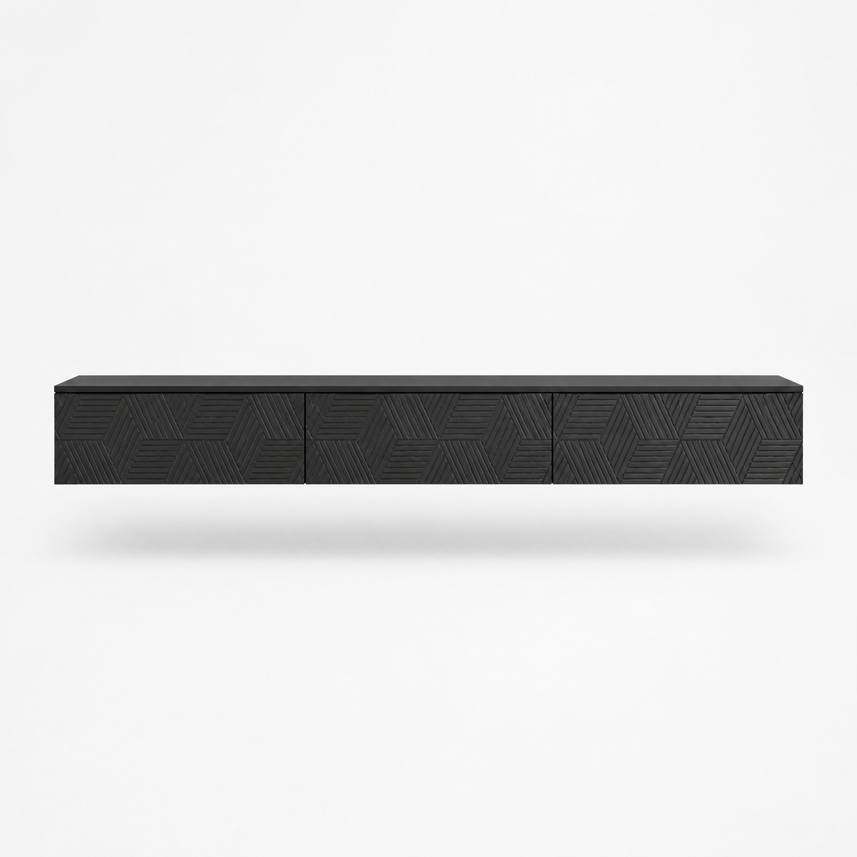 67" Floating LED TV Stand with Cable Holes – Black — studio hero
