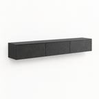 67" Floating LED TV Stand with Cable Holes – Black — studio three-quarter