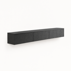 67" Floating LED TV Stand with Cable Holes – Black — studio side profile