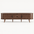 71" Mid-Century TV Stand for 80" TV, Tambour Doors – Dark Brown — studio hero