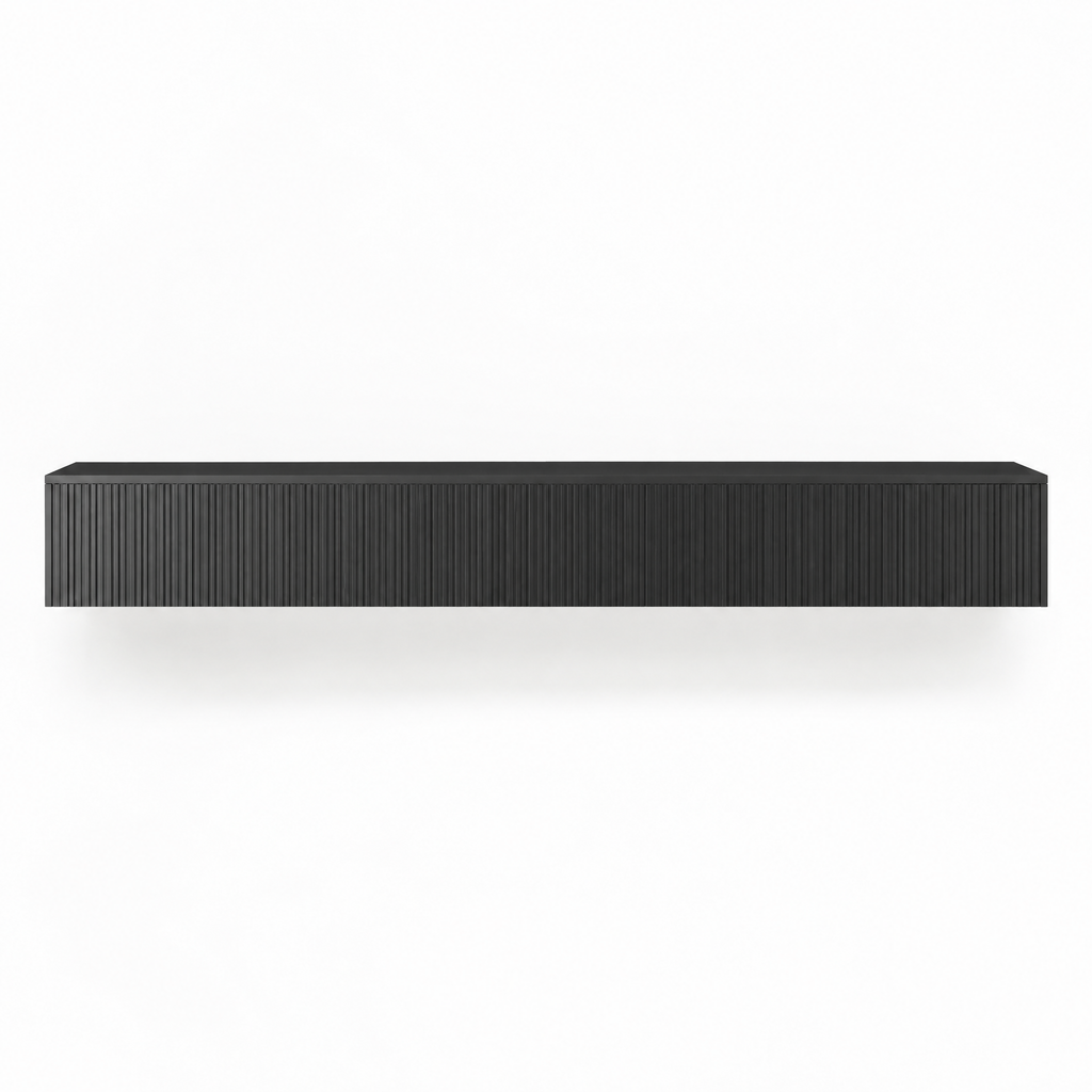 69" Floating LED TV Stand, Wall-Mounted – Black — studio hero