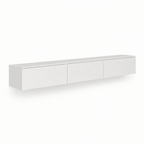 67" Floating LED TV Stand with Cable Holes – White — studio side profile