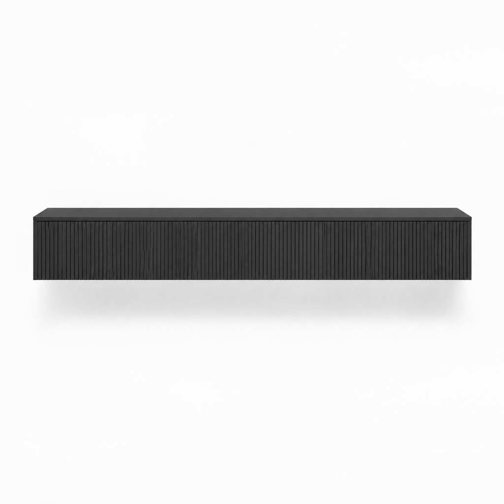 65" Floating LED TV Stand, Wall-Mounted – Black — studio hero