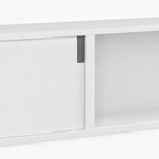 63" Floating LED TV Stand, Wall-Mounted – White — studio detail