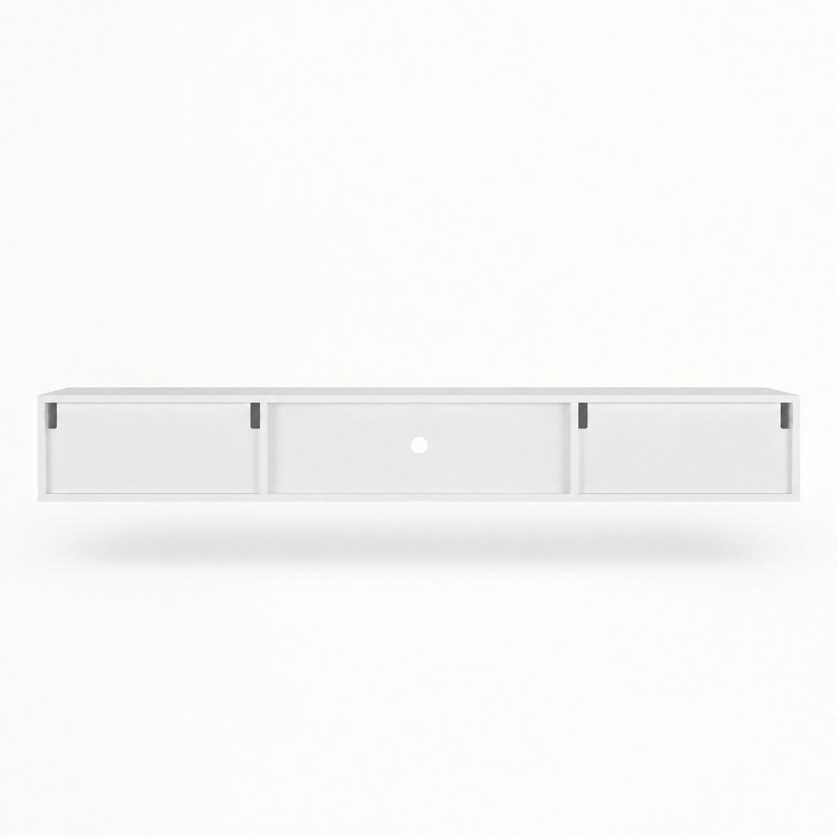 63" Floating LED TV Stand, Wall-Mounted – White — studio hero