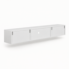 63" Floating LED TV Stand, Wall-Mounted – White — studio side profile