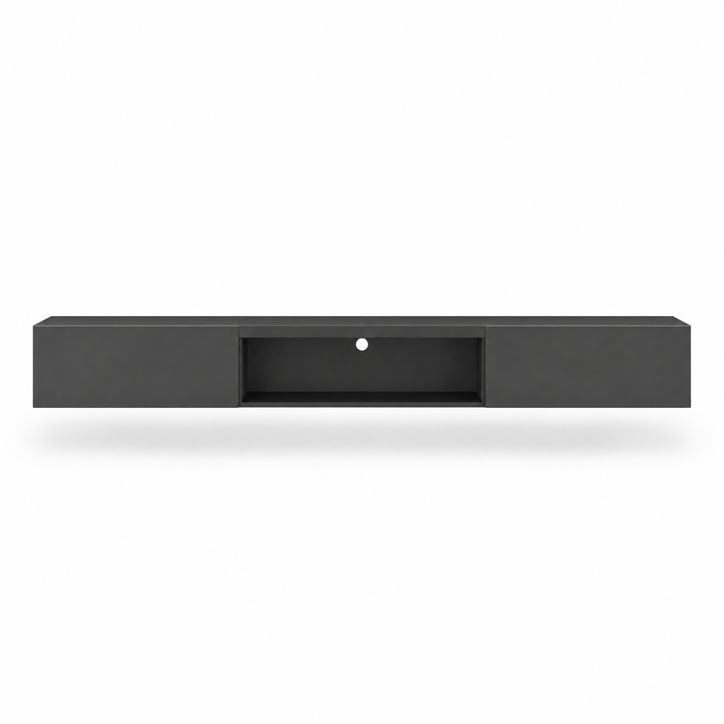 63" Floating LED TV Stand, Wall-Mounted – Black — studio hero