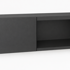 63" Floating LED TV Stand, Wall-Mounted – Black — studio detail