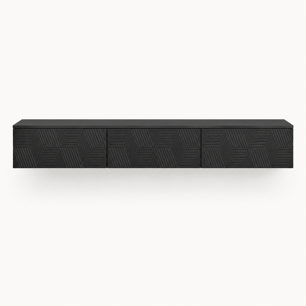 67" Floating LED TV Stand, Wall-Mounted – Black — studio hero