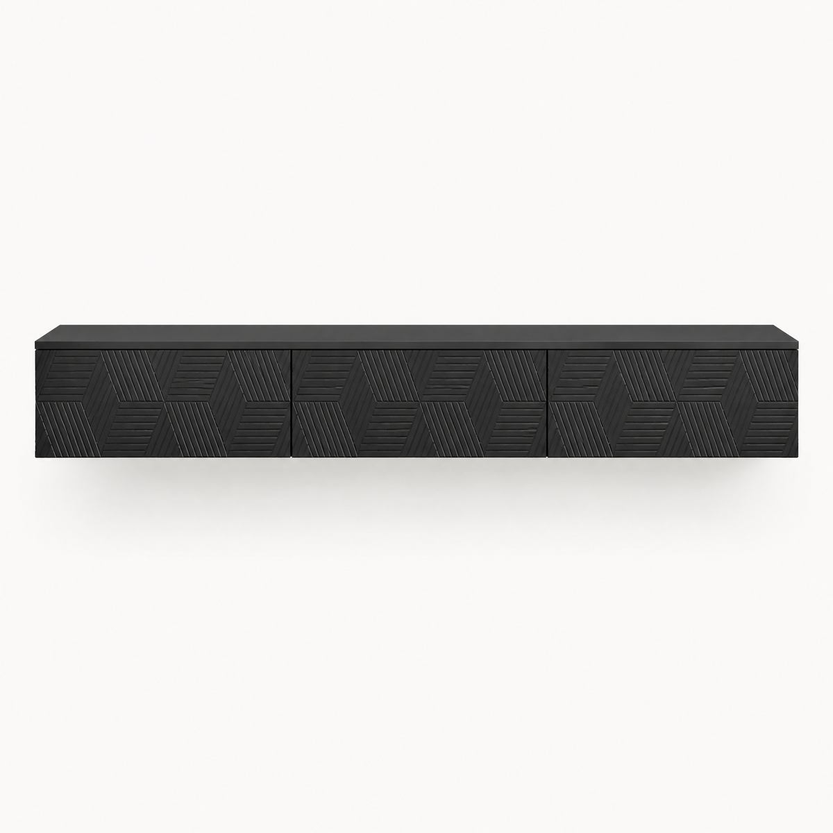 67" Floating LED TV Stand, Wall-Mounted – Black — studio hero