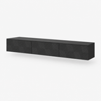 67" Floating LED TV Stand, Wall-Mounted – Black — studio three-quarter