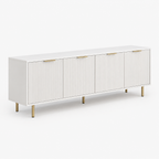 69" Fluted TV Stand with 4 Storage Doors – White — studio side profile