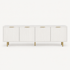 69" Fluted TV Stand with 4 Storage Doors – White — studio hero