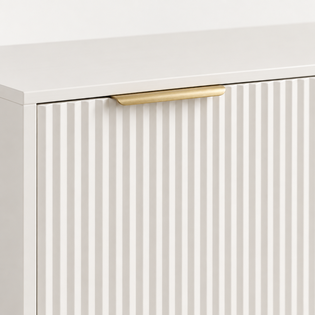 69" Fluted TV Stand with 4 Storage Doors – White — studio detail