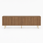 Fluted 69" TV Stand, Gold Legs & Cabinets – Wood — studio hero