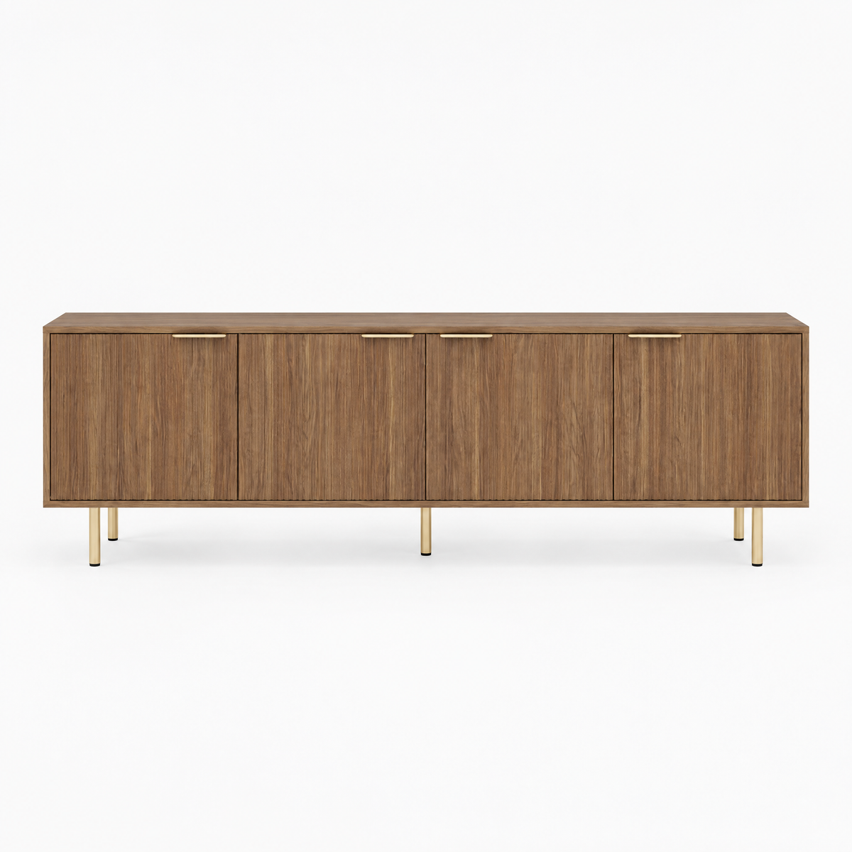 Fluted 69" TV Stand, Gold Legs & Cabinets – Wood — studio hero
