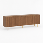 69" Fluted TV Stand with 4 Storage Doors – Wood — studio three-quarter