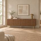 69" Fluted TV Stand with 4 Storage Doors – Wood — living room wide