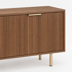 69" Fluted TV Stand with 4 Storage Doors – Wood — studio detail