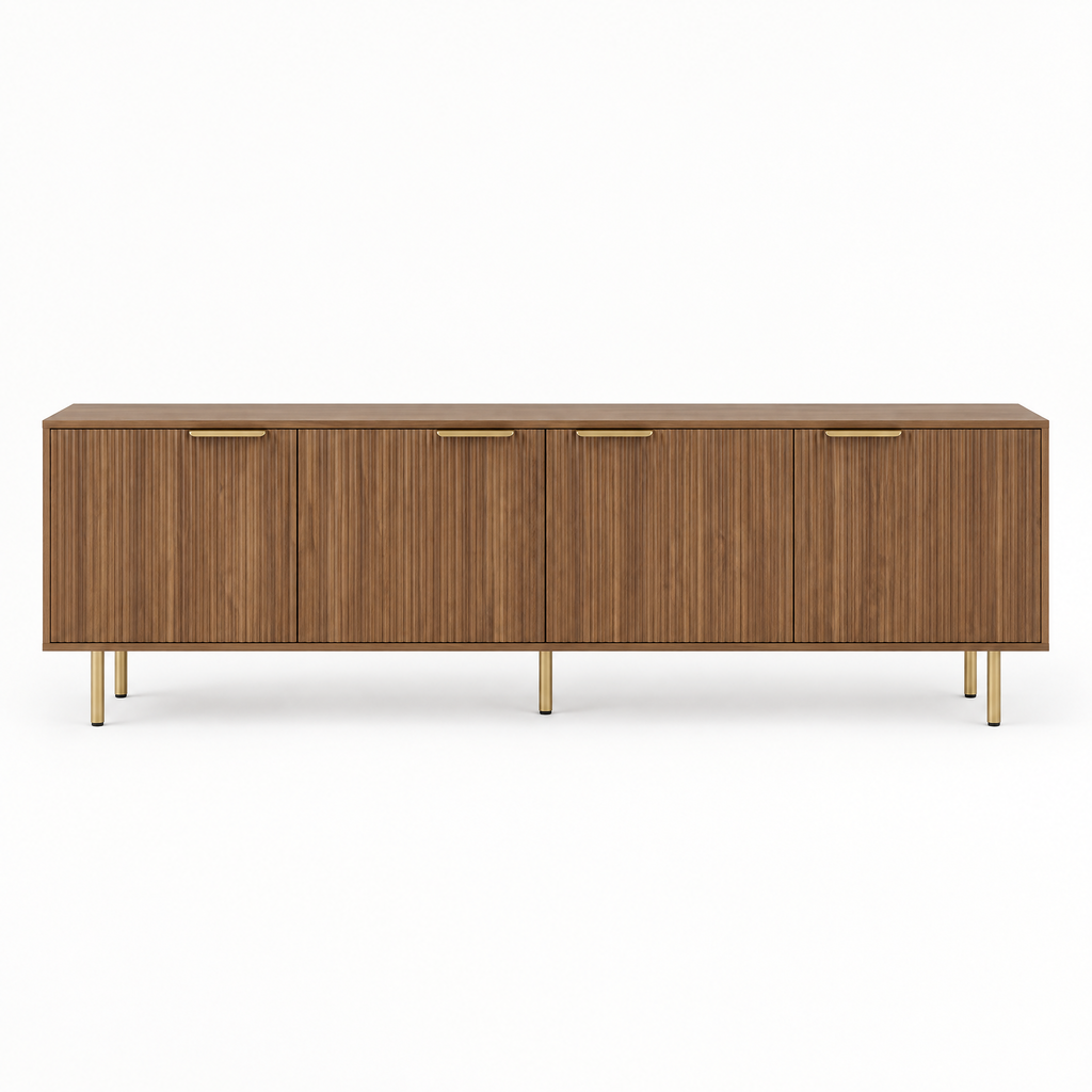 69" Fluted TV Stand with 4 Storage Doors – Wood — studio hero