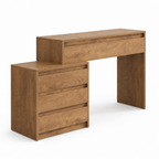 5-Drawer Computer Desk, Vintage Industrial – Rustic Brown — studio side profile