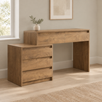 5-Drawer Computer Desk, Vintage Industrial – Rustic Brown — office three-quarter left