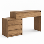 5-Drawer Computer Desk, Vintage Industrial – Rustic Brown — studio three-quarter