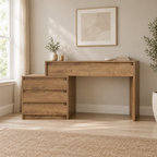 5-Drawer Computer Desk, Vintage Industrial – Rustic Brown — office wide