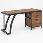 Industrial Computer Desk, Metal Frame – Brown/Black — studio side profile