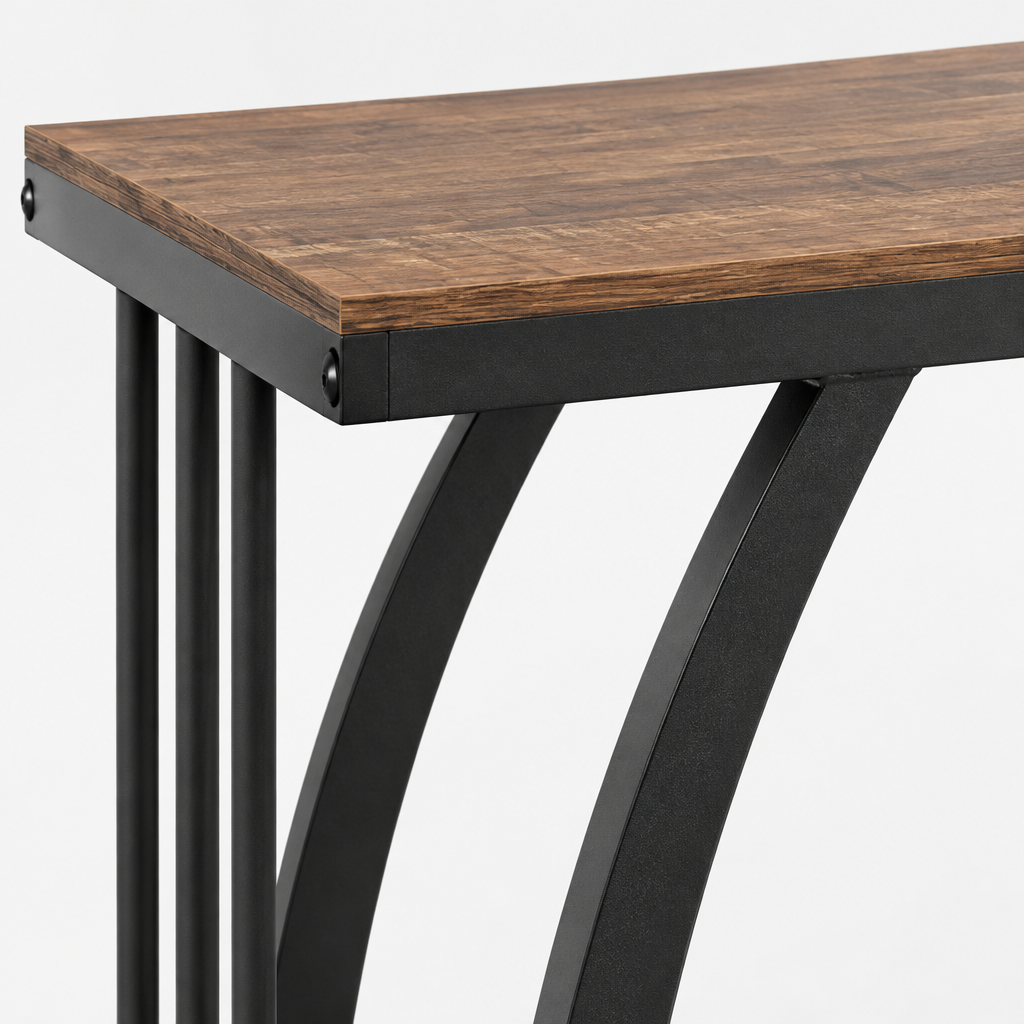 Industrial Computer Desk, Metal Frame – Brown/Black — studio detail