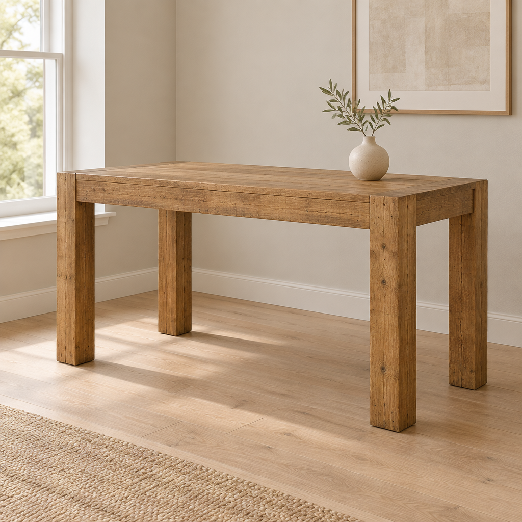 Rustic Wood Writing Desk, Home Office – Brown — office three-quarter right