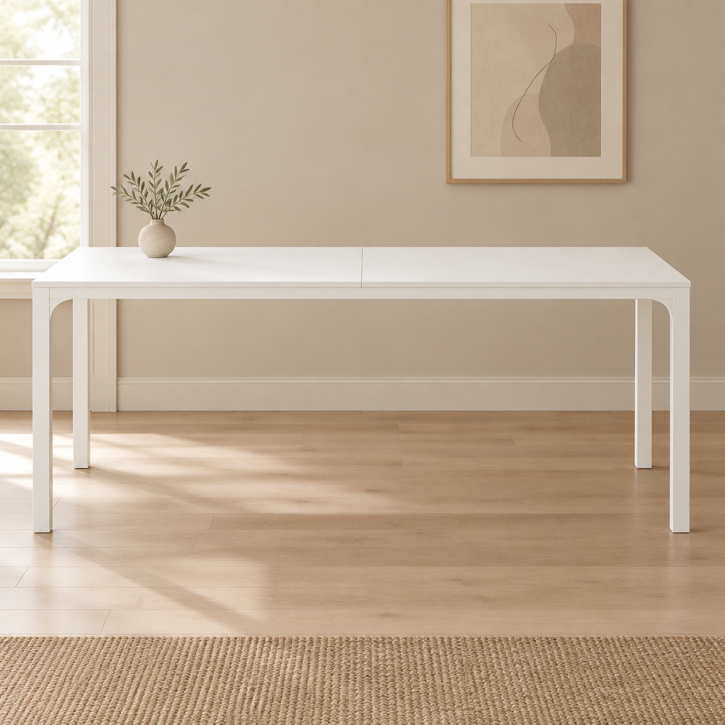 Dual-Workspace Computer Desk, Conference Table – White — office front