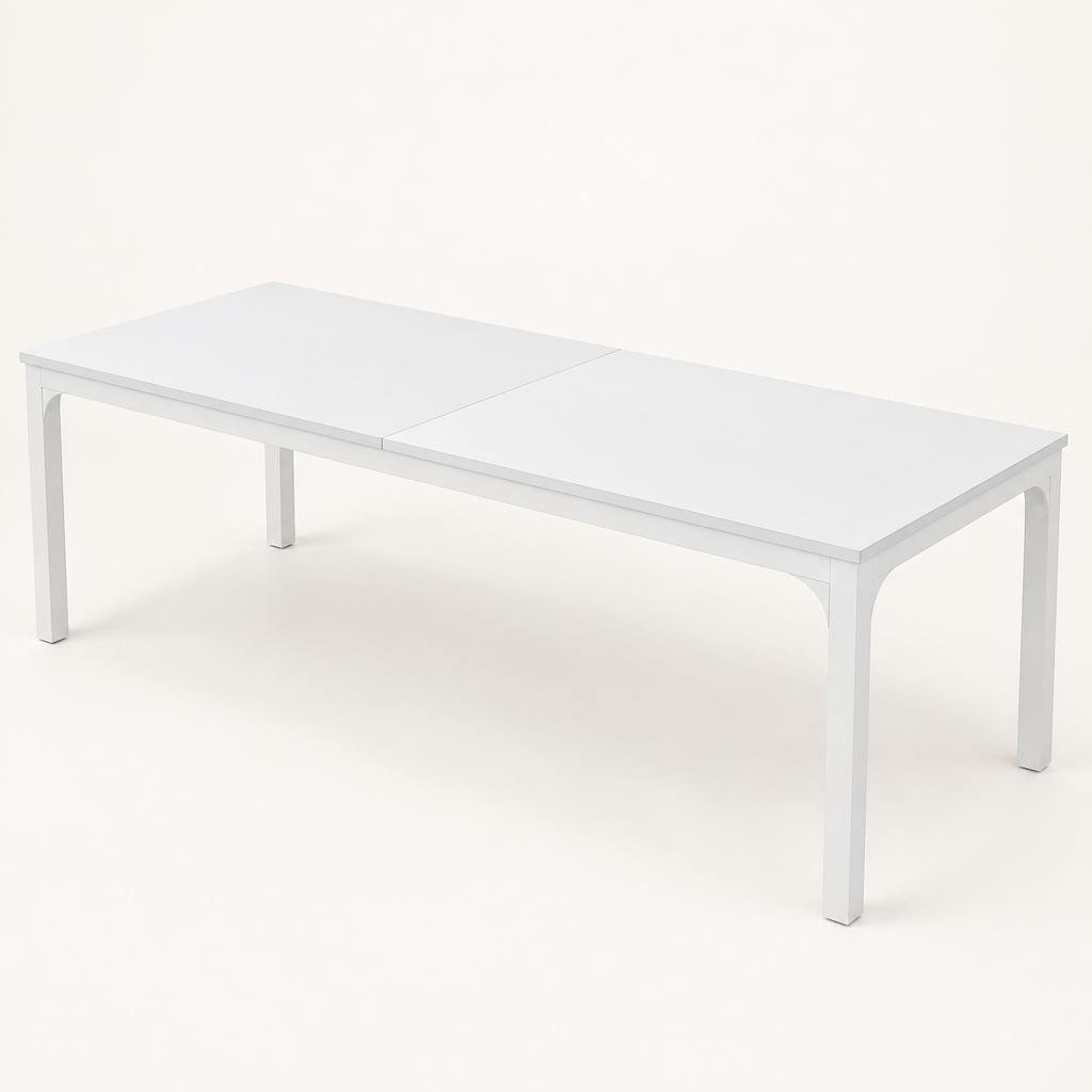 Dual-Workspace Computer Desk, Conference Table – White — studio three-quarter