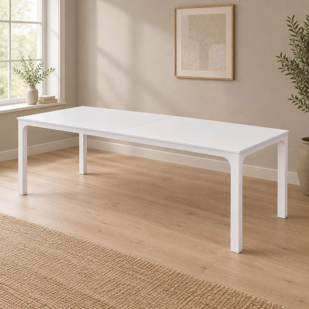 Dual-Workspace Computer Desk, Conference Table – White — office wide