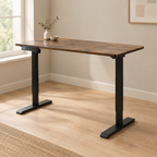 Electric Standing Desk, Height-Adjustable – Brown — office three-quarter right
