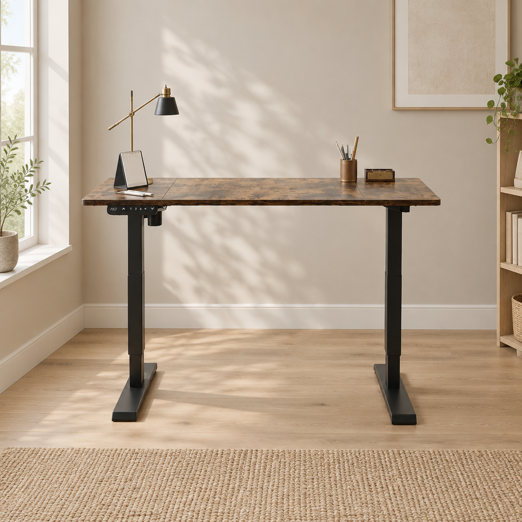 Electric Standing Desk, Height-Adjustable – Brown — office wide