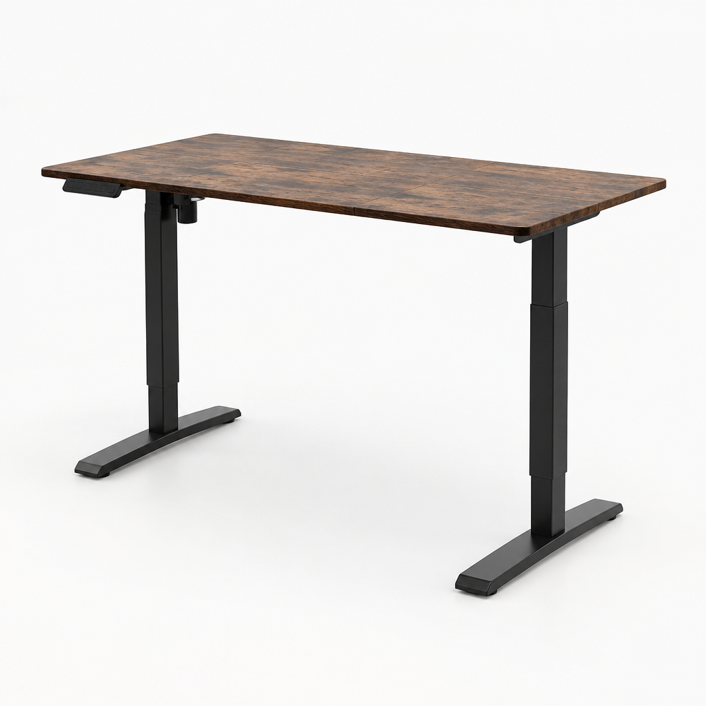 Electric Standing Desk, Height-Adjustable – Brown — studio three-quarter