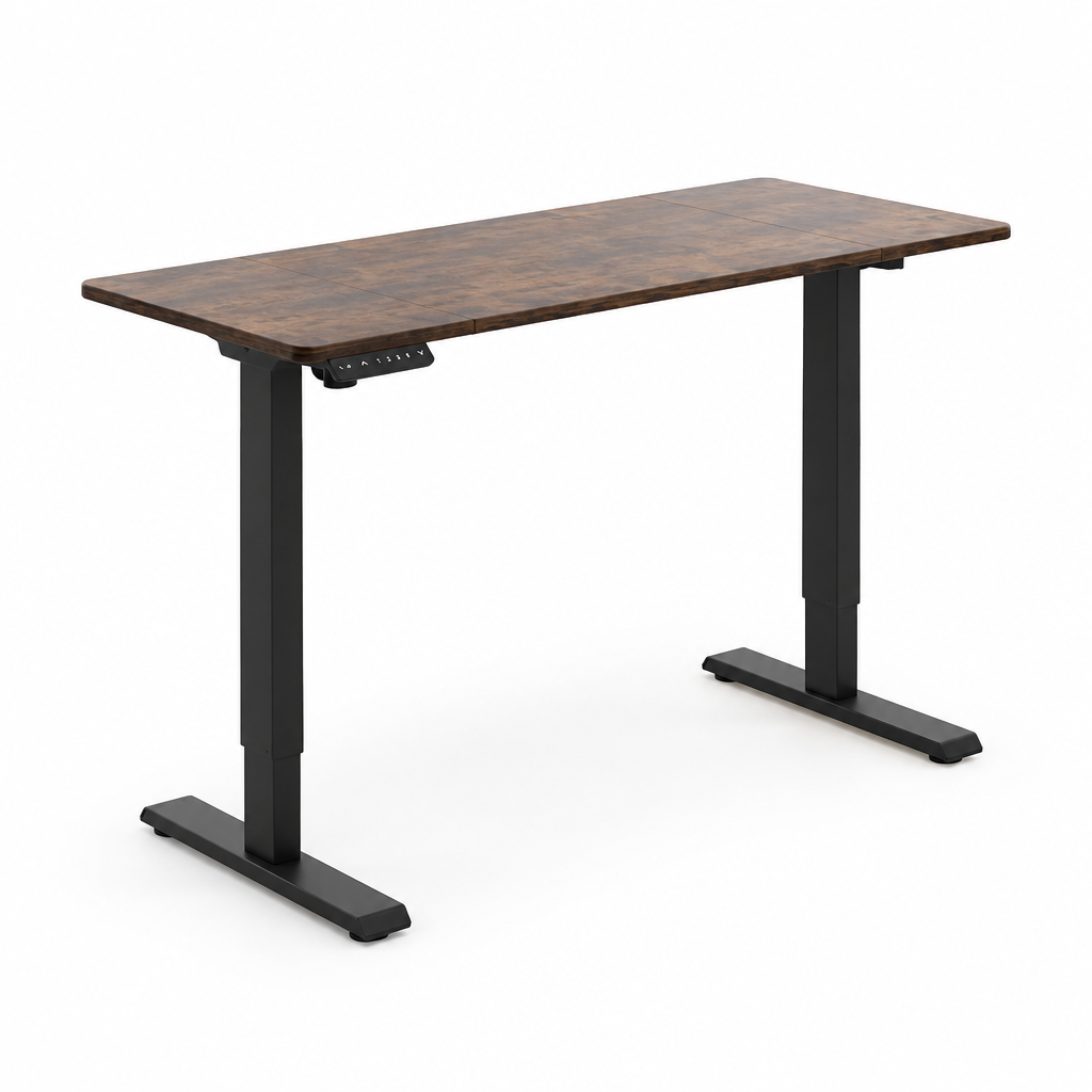 Electric Standing Desk, Height-Adjustable – Brown — studio side profile