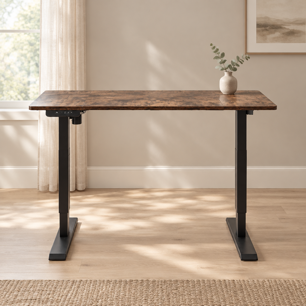 Electric Standing Desk, Height-Adjustable – Brown — office front