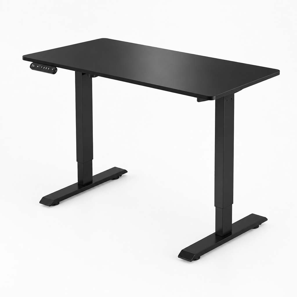Electric Standing Desk, Height-Adjustable – Black — studio product photo, side profile