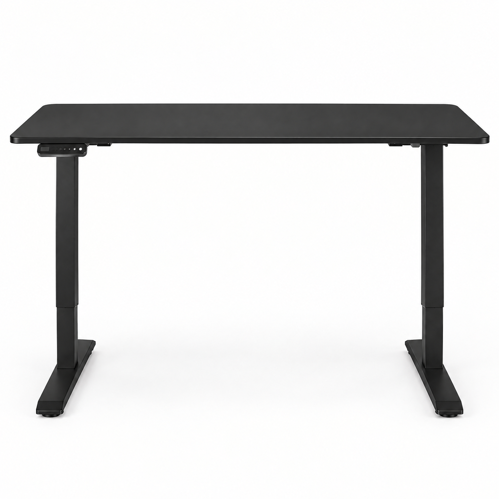 Electric Standing Desk, Height-Adjustable – Black — studio product photo, front view