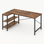 L-Shaped Computer Desk with Reversible Shelves — studio product photo, side profile