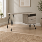 Computer Desk with Drawer & Open Cubby – Brown — wider home office scene