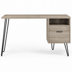 Computer Desk with Drawer & Open Cubby – Brown — studio product photo, front view