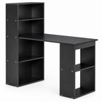 Computer Desk with Storage Shelves & Hutch – Black — studio product photo, side profile